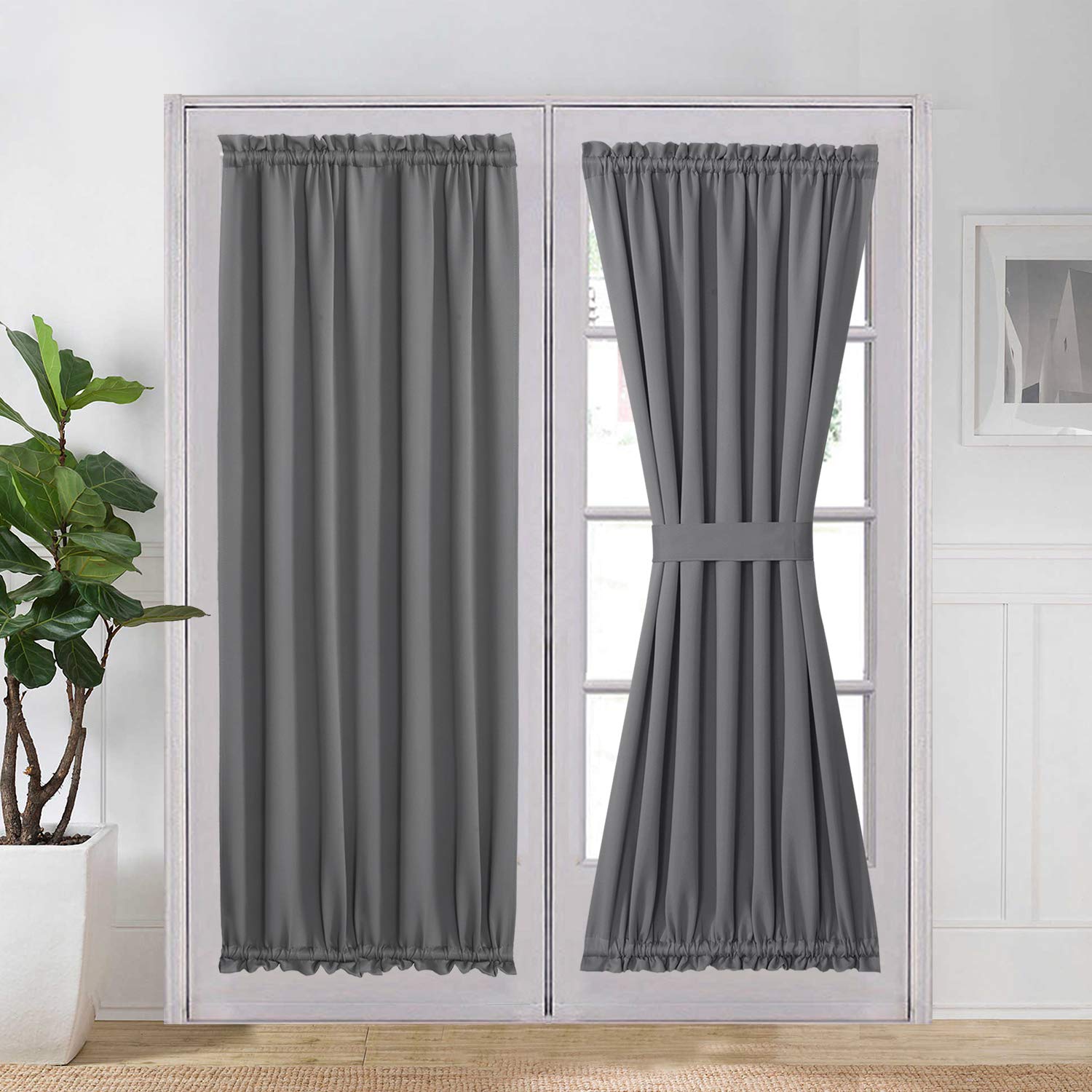Aquazolax Noise Reducing Solid Blackout Patio Door Curtain Panel, 1 Piece, 54 by 72-Inch, Light Grey