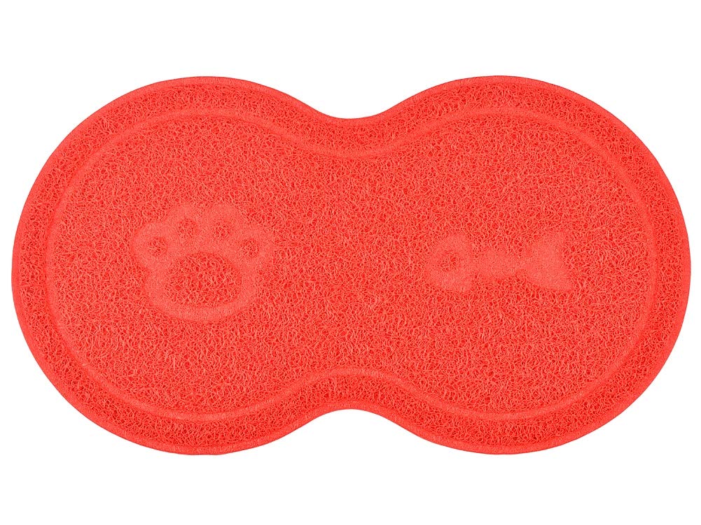 DM 8-Shaped Cat Pet Litter Tray Mat,Kitty Litter Rug,Doormat,46x26 cm (Red)
