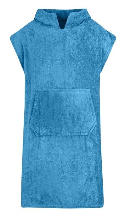 Adore Für Kinder - Unisex 100% Baumwoll Bademantel Poncho mit Tasche Frottiermantel Handtuch Schwimmen Surfen