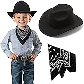 SeptCity Kids Cowboy Hat and Bandana for Age 5-10, Cowgirl Costume Set for Boys and Girls