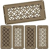 5 Pack Floor Vent Covers, Floor Register 4x10, Adjustable Decorative Vent Covers for Home Floor Ceiling or Sidewall Vent, Heavy Duty Walkable Steel Floor Vents, Rust-Proof Finish (Brown-5pack)