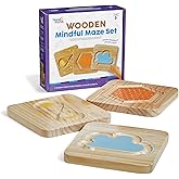 hand2mind Wooden Mindful Maze Set, 3 Breathing Boards, Ages 3+ | Tactile Sensory Toys for Toddlers, Calm Down Corner Supplies for Classroom, Mindfulness for Kids, Occupational Therapy Toys