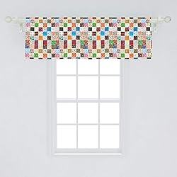 Ambesonne Retro Window Valance, Big Patchwork of