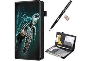 MXFDEGF Server Books for Waitress Booklet Waitstaff Organizer zipper pocket,Fit waitress apron,5" x 9"guest check books for servers waitress notepad check presenters for restaurants,Cute Green Sea Turtles