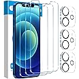 Fotbor for [3+3 Pack] iPhone 12 Screen Protector with Camera Lens Protector, 9H Shatterproof Tempered Glass Film with Easy Installation Frame, HD Clear Sensitive Full Coverage 6.1 Inch