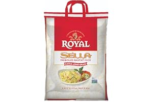 Royal Chef's Secret Sella Basmati Rice - Authentic Extra Long Grain Parboiled Basmati White Rice - 10 lb Bag