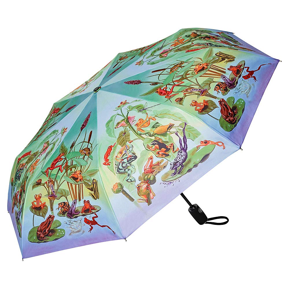 VON LILIENFELD Folding Pocket Umbrella Automatic Motif Lightweight auto open close Telescopic Men Women Children Frogs