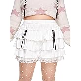 Verdusa Women's Plus Size Bloomers Gothic Bloomer Shorts Bow Front Lace Trim Ruffle Shorts