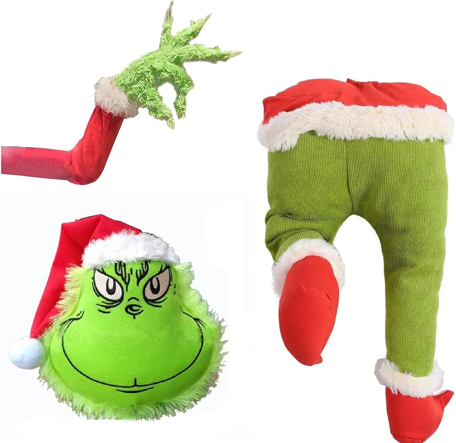 Tree Toppers - Christmas Elf Body Tree Decorations, Christmas Tree Decor Elf Arms Stole Christmas Elf Stuffed Leg Stuck Xmas Tree Topper Garland Ornaments Pose-able Plush Legs for Tree Ornaments(Elf Various Styles)