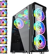 ATX Mid-Tower PC Case 6x 120mm ARGB Fans Tempered Glass USB 3.0 Gaming view 1