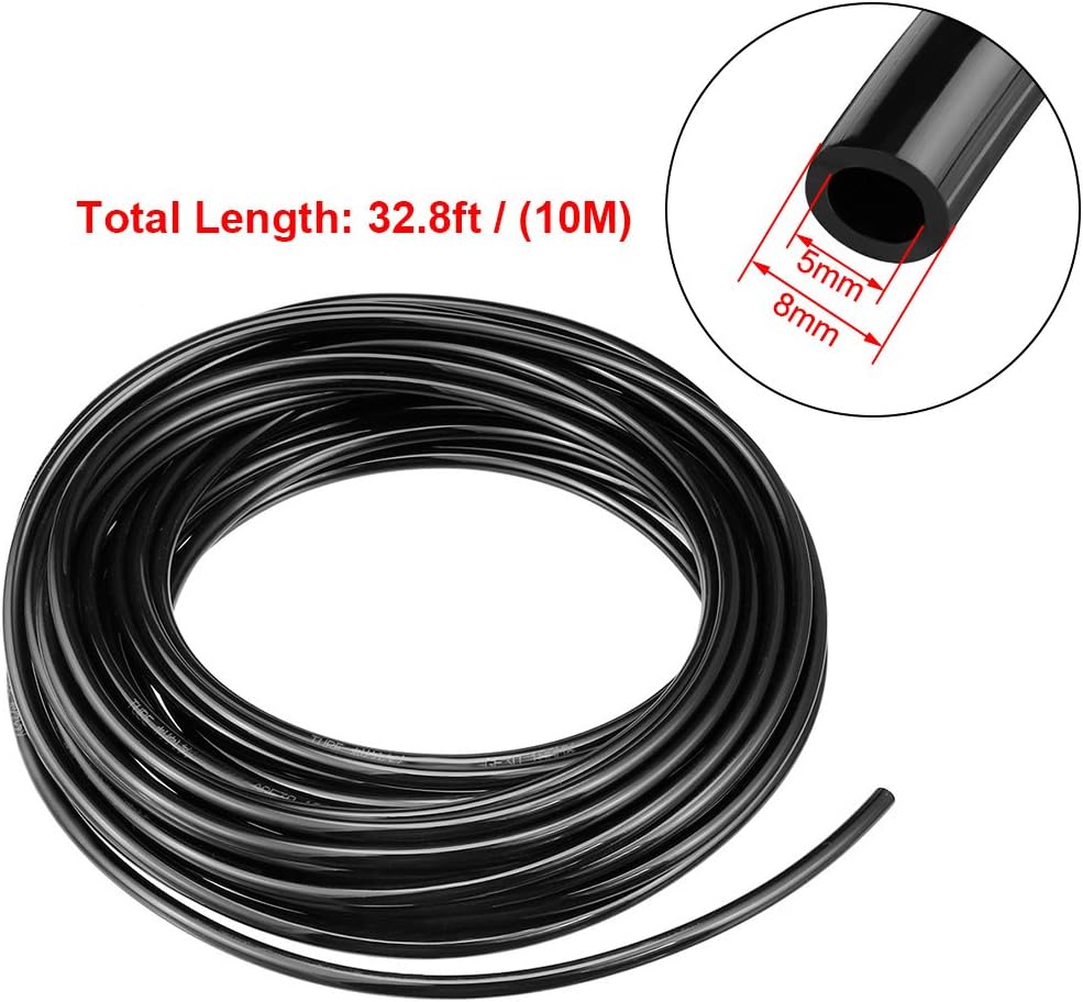 sourcing map Pneumatic Air Tubing, 8mm OD x 5mm ID 10 Meters 32ft PU Polyurethane Air Compressor Tube Hose Pipe Black - Image 5