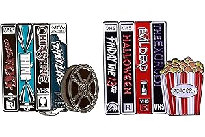 TCB CREATIONS Classic Titles Horror Movie VHS Tapes Pin Set of 2 Metal Pins