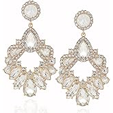 VANGETIMI Fashion Rhinestone Statement Drop Dangle Earrings Large Colorful Crystal Chandelier Earrings for Women Bridal Wedding Party Prom