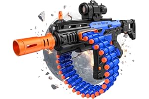 SOFITEN Electric Automatic Toy Gun with Scope Toy Blaster with 30-Dart Rotating Drum and 100 Foam Darts Outdoor Shooting Games Toys Gun Birthday for Teen Boys & Girls Adults