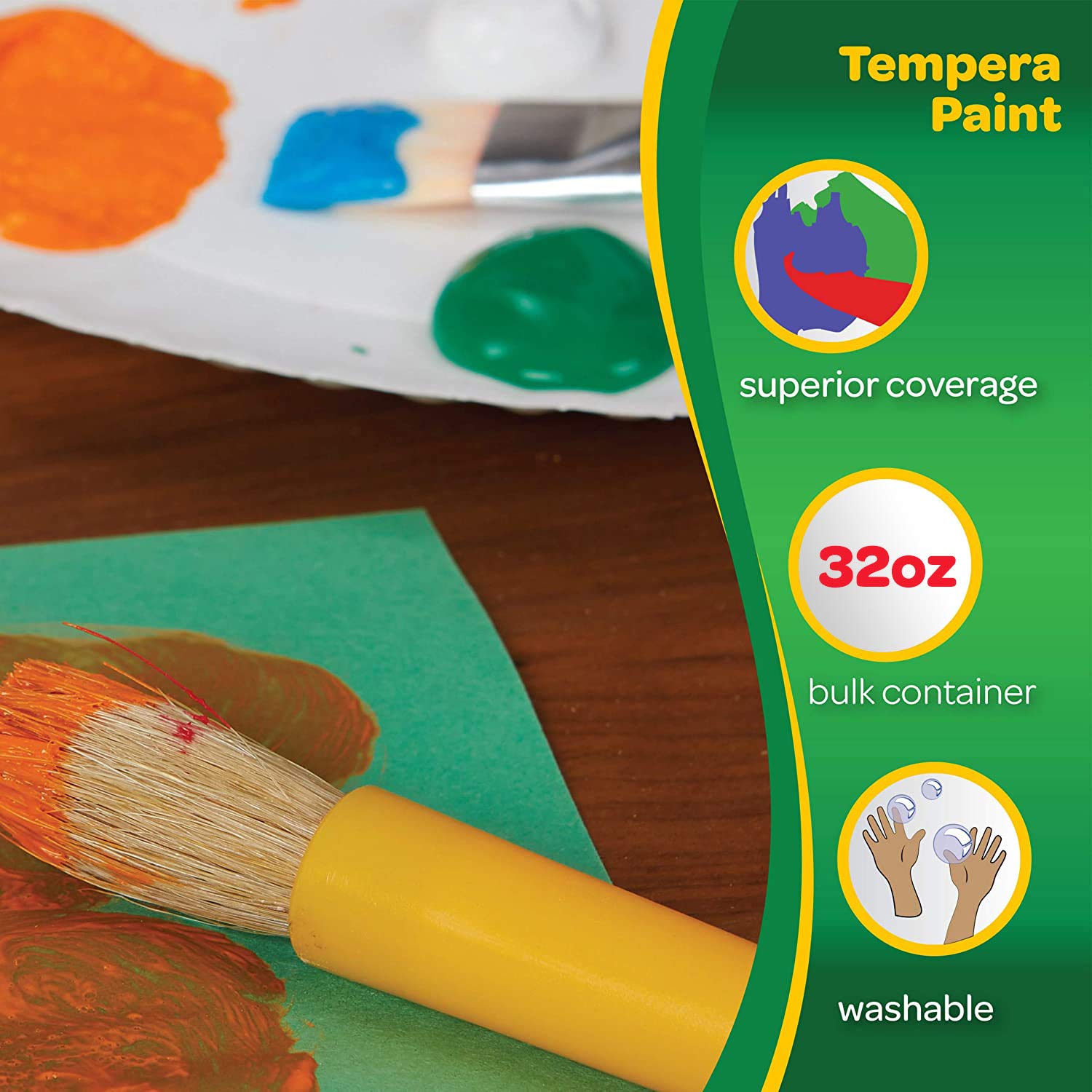 Crayola Washable Tempera Paint For Kids, Red Paint, Classroom Supplies, Non Toxic, 32 Oz Squeeze Bottle