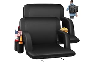 HOPERAN Stadium Seats for Bleachers with Back Support, Half-fold Portable Bleacher Chairs with Back and Cushion, 600D Waterproof Reclining Extra Wide Bleacher Seat for Outdoor Sports