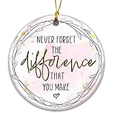 Thank You Gift Ornament 2025, Never Forget The Difference That You Make Ornament – Inspirational Quote Gift for Teacher, Friend, or Coworker, Appreciation Keepsake, Motivational Christmas Ornament
