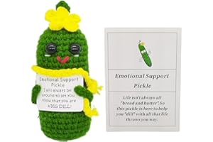 qyqkfly 1 Pcs Handmade Mini Funny Positive Emotional Support Pickle, Cute Stuff Funny Knitted Wool Handwoven Ornaments Crochet Gifts Girls Gift Party Decor with Changeable Scarf