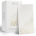 Stylish White and Gold Star Napkins - 100 Disposable Dinner Napkins, 7.5 x 4.25 Inch, Decorative Paper Party Napkins