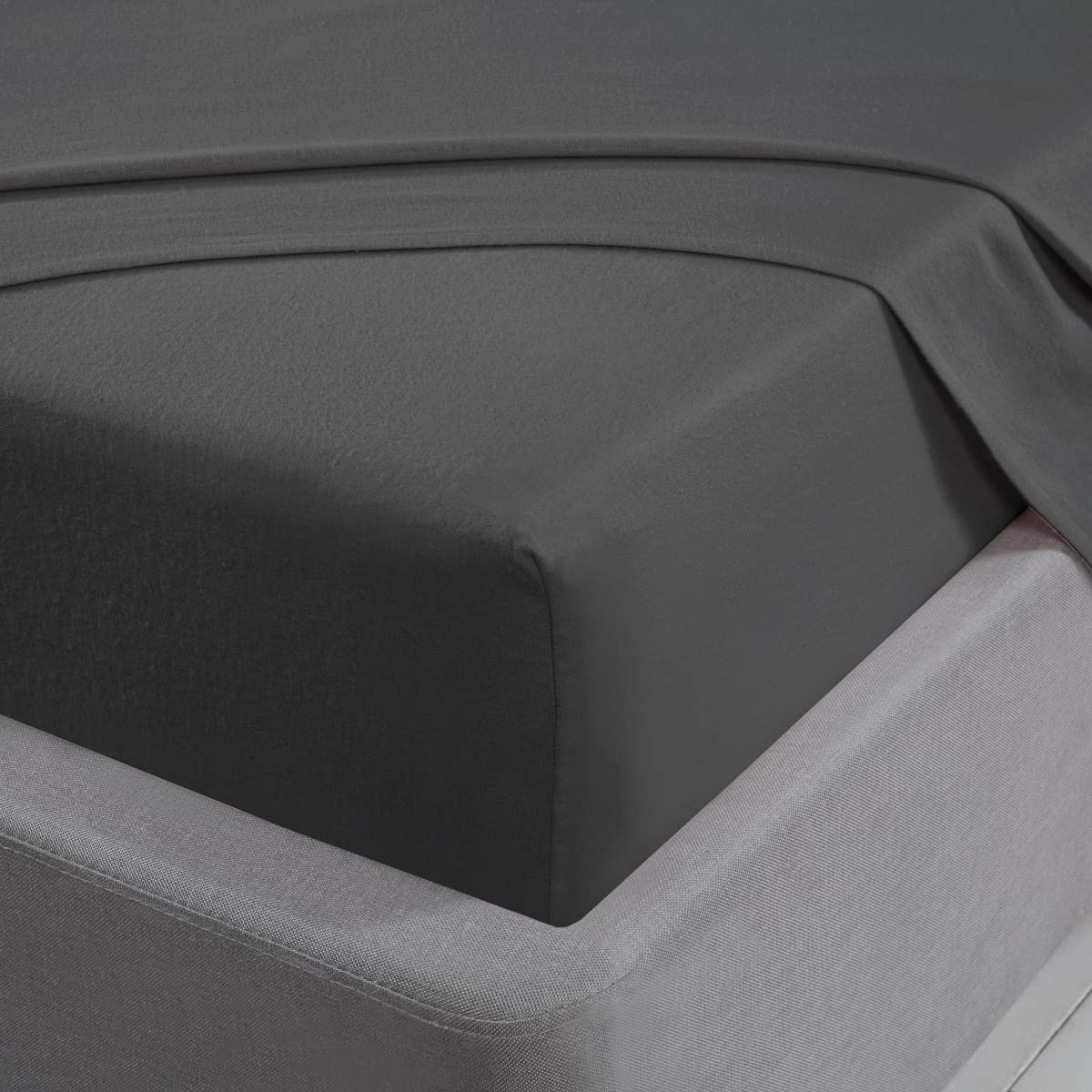 Sleepdown Flat Sheet 100% Brushed Cotton Flannelette Luxury Bedding Soft Cosy Top Bedsheet Bed Linen - Charcoal Grey - Single