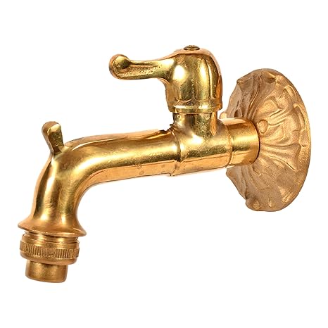 VARIOSAN Nostalgie-Auslaufventil 11275, 1/2', Messing-Poliert, Langer Wandabstand, Massive Wandrosette