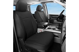 GIANT PANDA Front Car Seat Covers Custom Fit Dodge Ram 1500 2500 3500 Trucks Seat Protectors (Black) 2-Pack