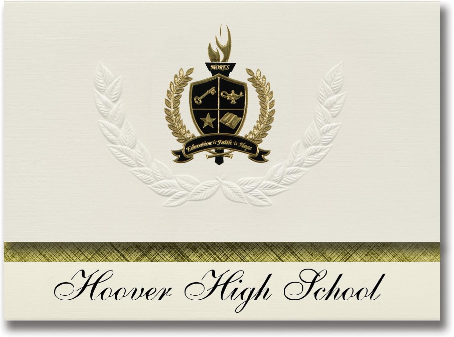 Signature Announcements Hoover High School (Hoover, AL) Graduation Announcements, Presidential style, Basic package of 25 with Gold & Black Metallic Foil seal
