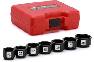 EMENTOL 7PCS 3/8" Drive Low Profile Oil Filter Socket, CR-V, Oil Filter Cap Remover and Installer Tool Set, 24mm, 25mm, 27mm, 28mm, 29mm, 32mm, 36mm, Oil Filter Cap Wrench Tool Kit