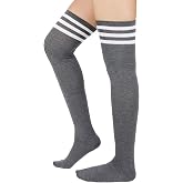 Zando Thigh High Socks for Women Striped Knee High Stockings | Womens Thigh High Femboy Socks:Breathable,Soft,Durable,Stretchy,Versatile,Flattering,for Casual,Cheerleader,Cosplay,Party