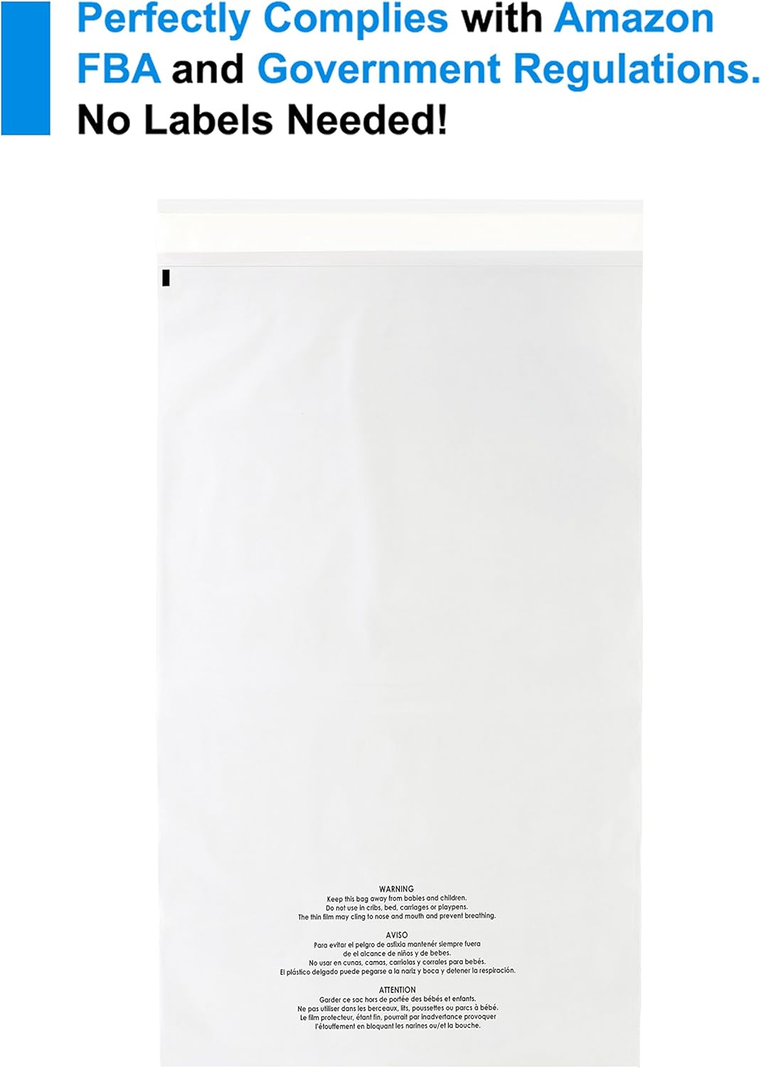 Spartan Industrial - 12” X 18” (200 Count) Self Seal Clear Poly Bags with Suffocation Warning for Packaging, Clothes & FBA - Permanent Adhesive : Office Products