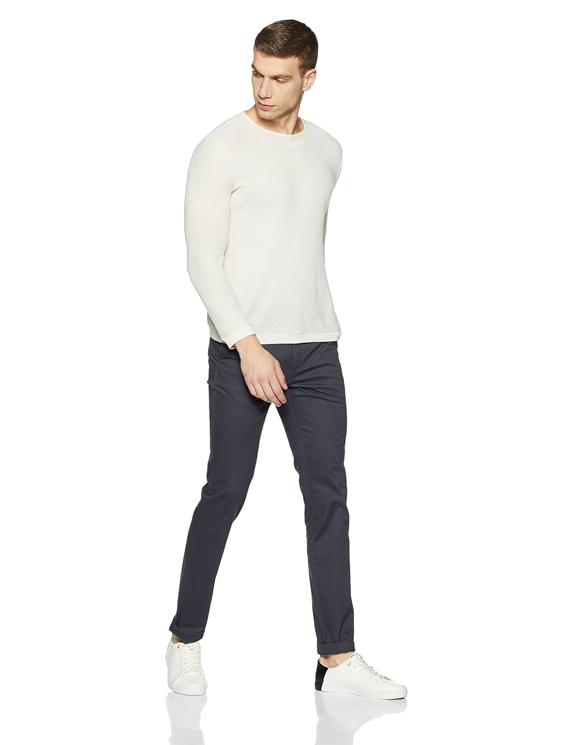 flying machine men's tapered fit casual trousers