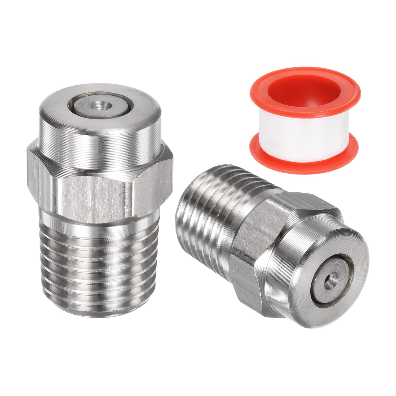 M METERXITY 2 Pack Surface Clean Tips - 0 Degree 1/4" NPT Male #00035 Pressure Washer Nozzles Cleaner Nozzle Replacement, Stainless Steel with Sealing Tape for Water Guns (1.156mm Orifice)