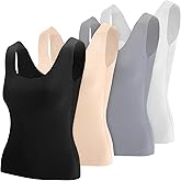Toulite 4 Pcs Thermal Tank Tops Women Underwear Tops Sleeveless Undershirt for Women Cotton Camisole Warm Base Layer