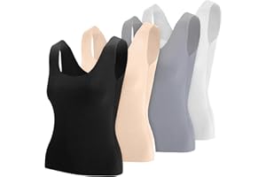 Toulite 4 Pcs Thermal Tank Tops Women Underwear Tops Sleeveless Undershirt for Women Cotton Camisole Warm Base Layer