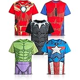 Marvel Avengers Boys Graphic Tees - 5 Pack Spiderman Hulk Captain America Iron Man Thor Short Sleeve Graphic T Shirts (2T-20)