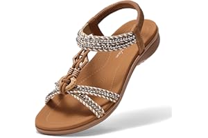 Littleplum Womens Sandals Arch Support Summer Flat Slides Ankle Elastic Walking Shoes Braided Beach Dressy Sandals for Women