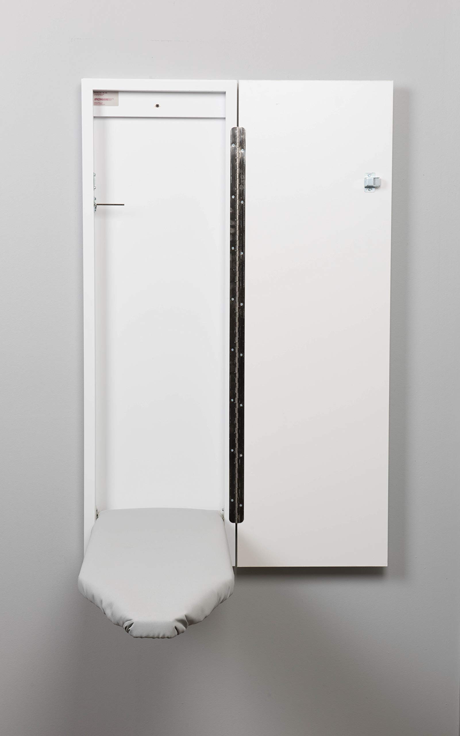 Iron-A-Way Surface Mount or Built-In Ironing Center Cabinet with 42 Inch Ironing Board and Flat White Door-IAW42FWU