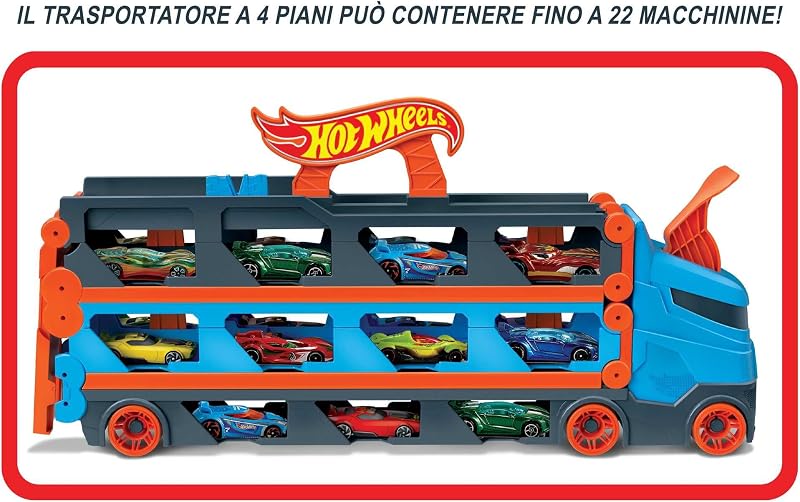Speedway Hauler e 3 auto giocattolo in scala 1:64