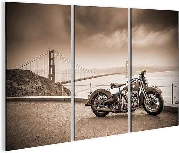Bild Bilder auf Leinwand Harley Davidson Hog in San Francisco Bay