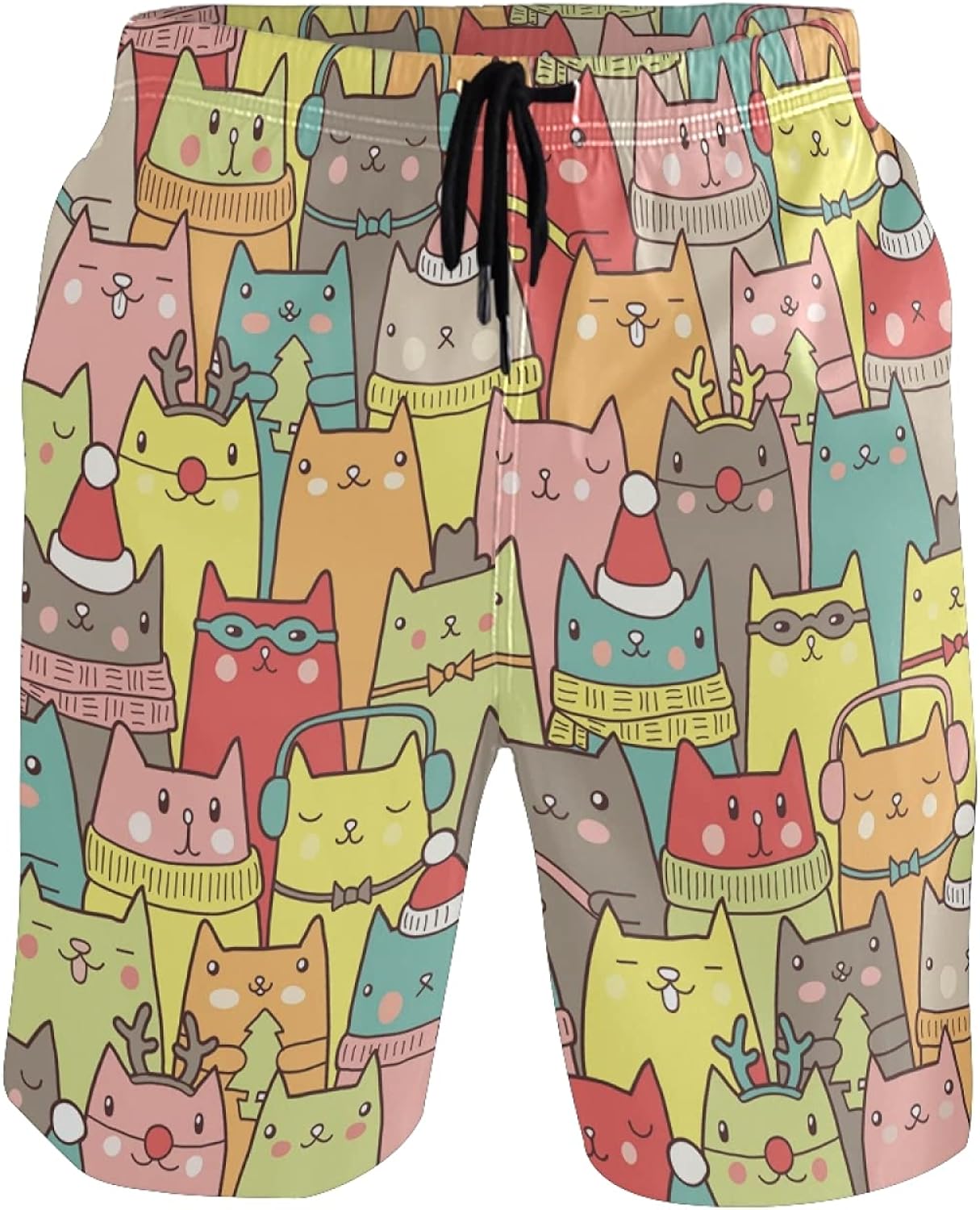Cute Baby Cat Kitten Cartoon Men's Swim Trunks Quick Dry