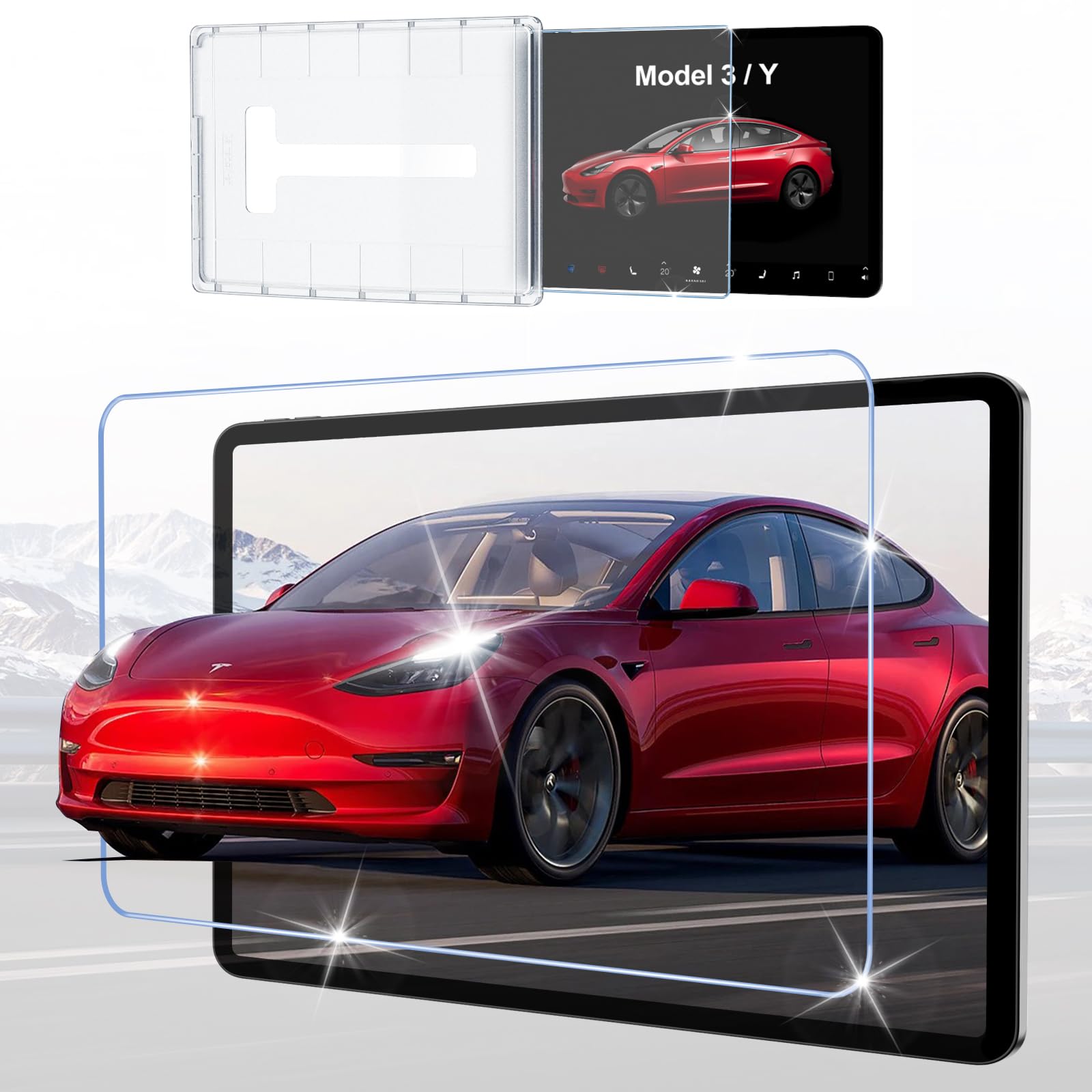 Photo 1 of Tesla Model Y Screen Protector 2023 Tesla Model 3 Screen Protector High Aluminum Reinforced Protector Auto-Calibration Kit Accessory,Easy to Install,Full Coverage,Anti-Glare.FUGTBLESS…