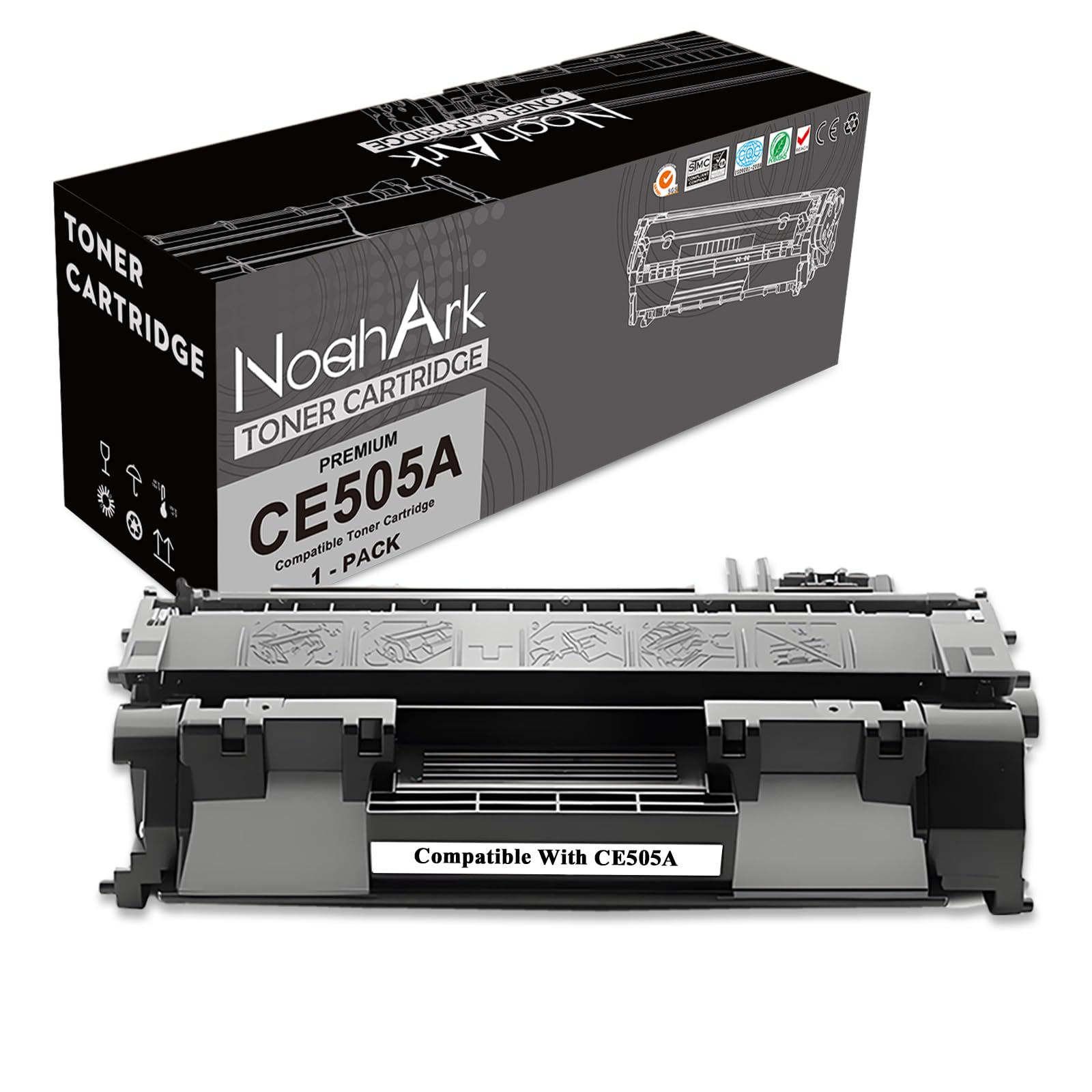 NoahArk Compatible CE505A 05A Toner Cartridges Replacement for Laserjet P2030 P2035 P2035n, Laserjet P2050 P2055 P2055d P2055dn P2055x Printer(1 Pack Black)