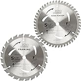 5-1/2" (10mm Arbor) Wood Cutting Circular Saw Blades, 140mmX10mmX48T/24T | Carbide TCT, Fine Cut Fine Finish Crosscut Framing Ripping Wood Plywood MDF Plastic Veneer Lumber Laminate