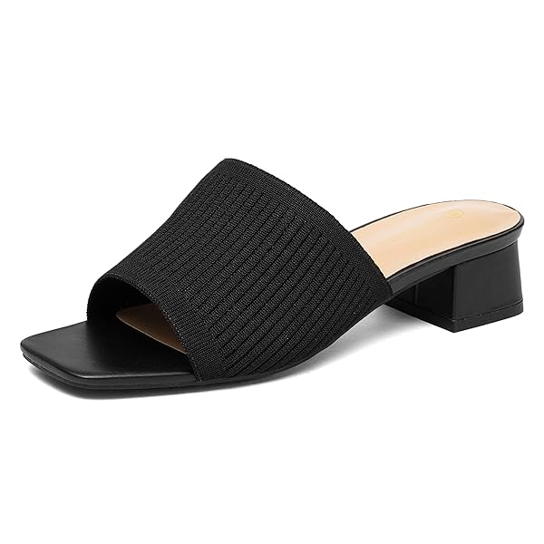 NEWBELLA WOMEN’S KNIT SQUARE TOE MULE SANDALS –...