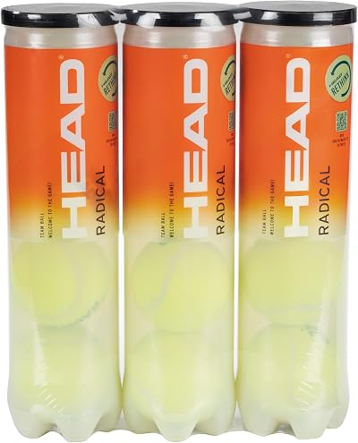HEAD Radical Tennis Balls Tripack Yellow 12 Balls Pack Packaging Varies