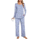 POPYOUNG Women's Pajama Sets Long Sleeve Pjs 2 Piece Fall & Winter Lounge Sleepwear Sets with Pockets
