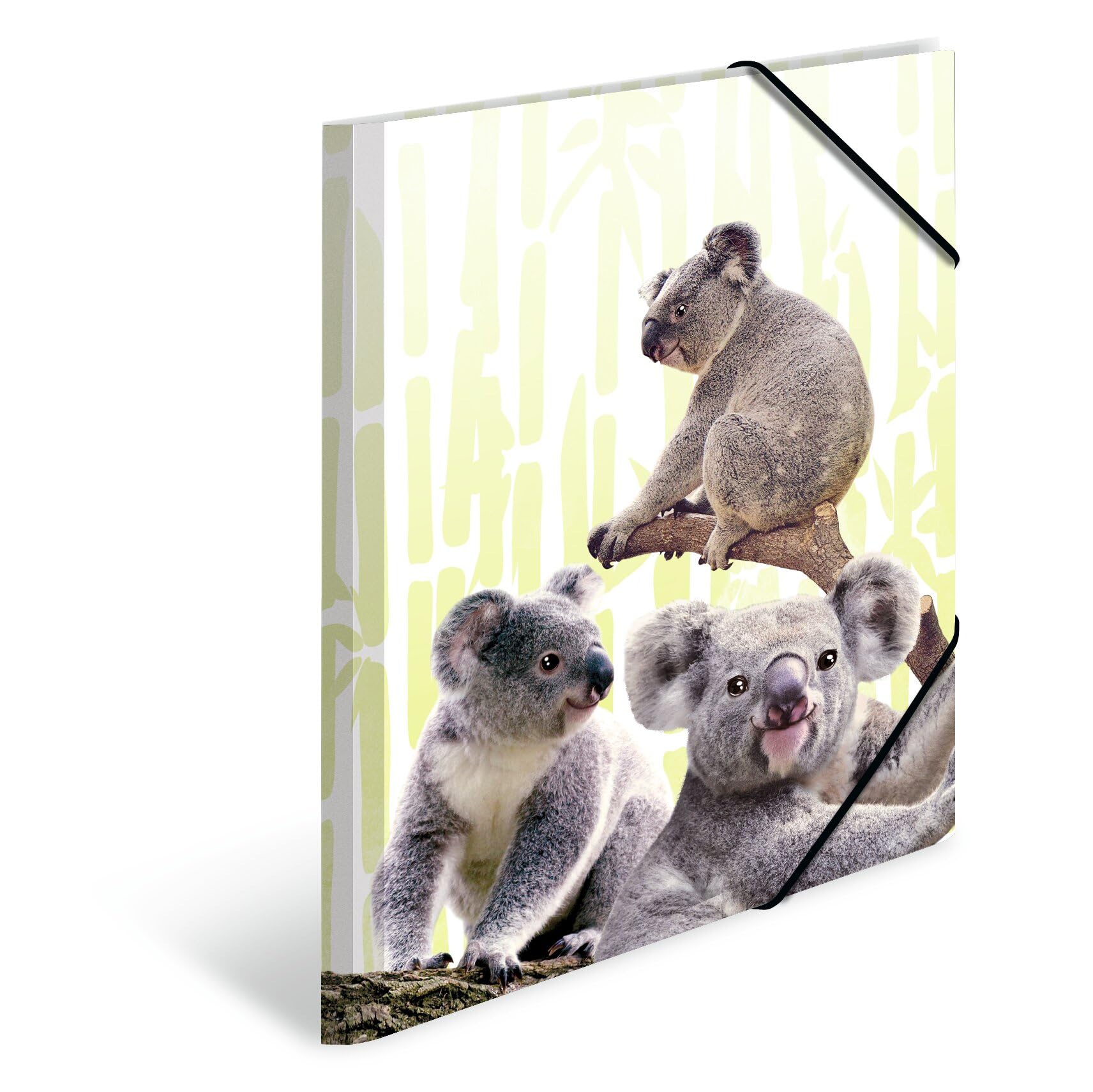 HERMA 19967 Portfolio Folder A3 Exotic Animals Koala Family, Children's Corner Folder Made of Plastic with Inner Print and Elastic Band, Sturdy Plastic Folder, for Boys and Girls