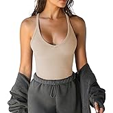 GTEUKTG Women's Spaghetti Strap Scoop Neck Tank Top Racerback Slim Fitted Ribbed Camisole Solid Basic Workout Crop Cami