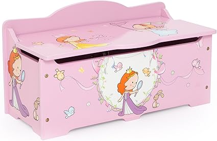 Homestyle4u 1110, Kinder Spielzeugtruhe Prinzessin, Aufbewahrungsbox
