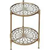 Touch of Class Luciano Round 2 Tier Accent Table Satin Gold